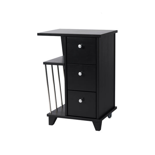 Silva sängbord, svartbetsad bok